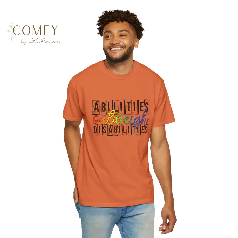 Abilities Outweigh Disabilities Shirt • Neurodiversity Awareness Rainbow Tee • Disability Pride Graphic T-Shirt (S–4XL)
