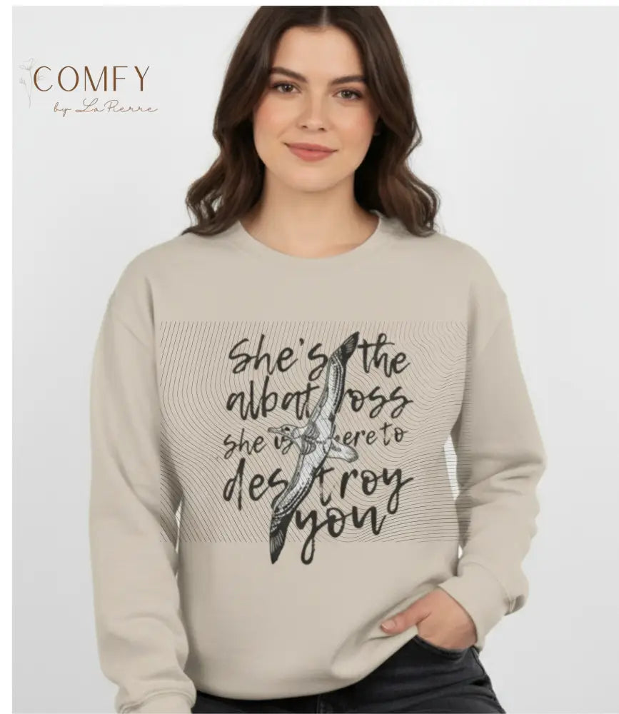 Albatross-Inspired Sweatshirt • “She Came to Break What Needed Breaking” Poetic Dark Aesthetic Crewneck • Unisex