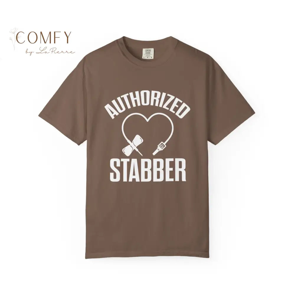 Authorized Stabber Phlebotomist Shirt • Funny Lab Tech Medical Humor Tee • Unisex Garment-Dyed T-Shirt (S–4XL) T-Shirt
