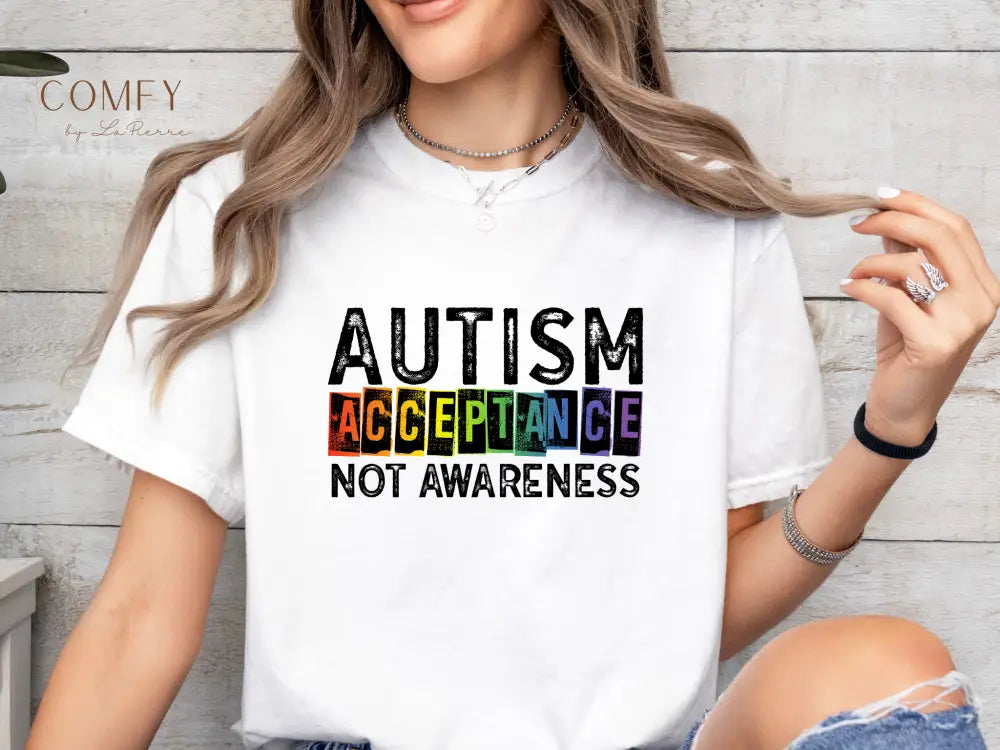 Autism Acceptance Not Awareness - Unisex Jersey Short Sleeve Tee (XS-5XL) T-Shirt