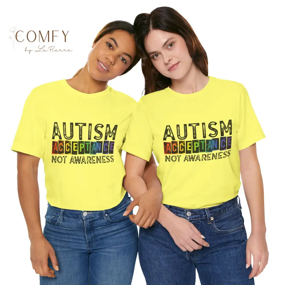 Autism Acceptance Not Awareness - Unisex Jersey Short Sleeve Tee (XS-5XL) T-Shirt