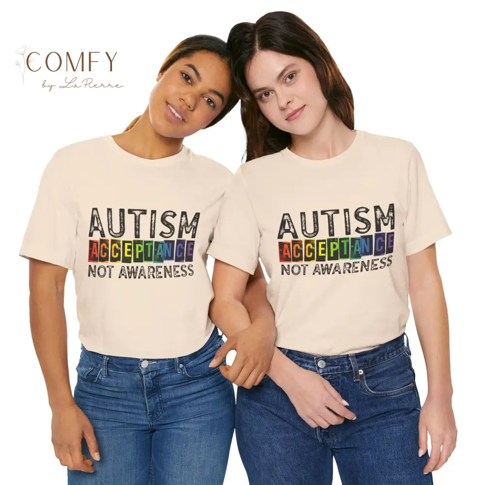 Autism Acceptance Not Awareness - Unisex Jersey Short Sleeve Tee (XS-5XL) T-Shirt