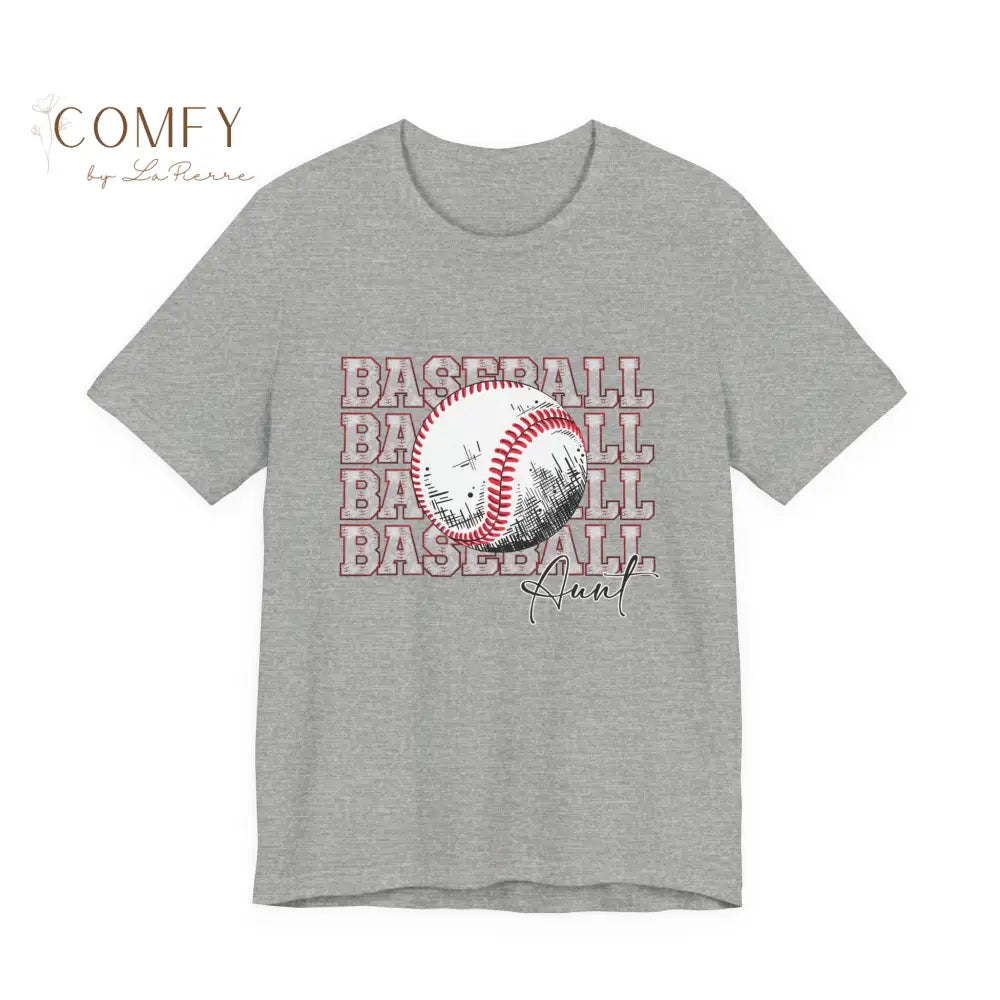 Baseball Aunt Shirt • Proud Baseball Auntie Game Day Tee • Unisex Jersey Short Sleeve T-Shirt (XS–5XL) Athletic Heather