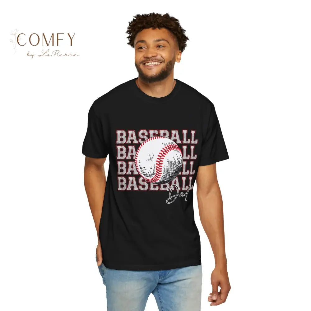 Baseball Dad Shirt • Proud Baseball Parent Tee • Unisex Garment-Dyed T-Shirt (S–4XL) Black / S T-Shirt