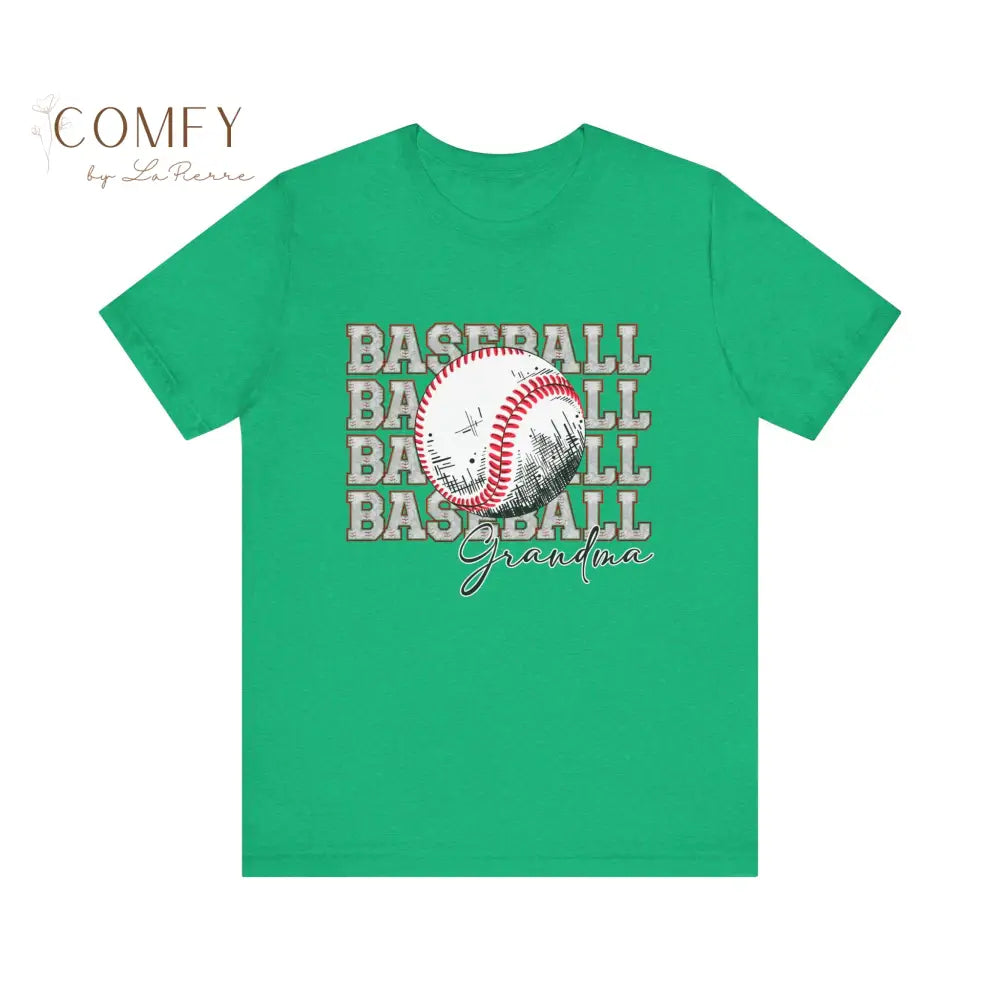Baseball Grandma Shirt • Proud Baseball Granny Game Day Tee • Unisex Jersey Short Sleeve T-Shirt (XS–4XL) Heather Kelly