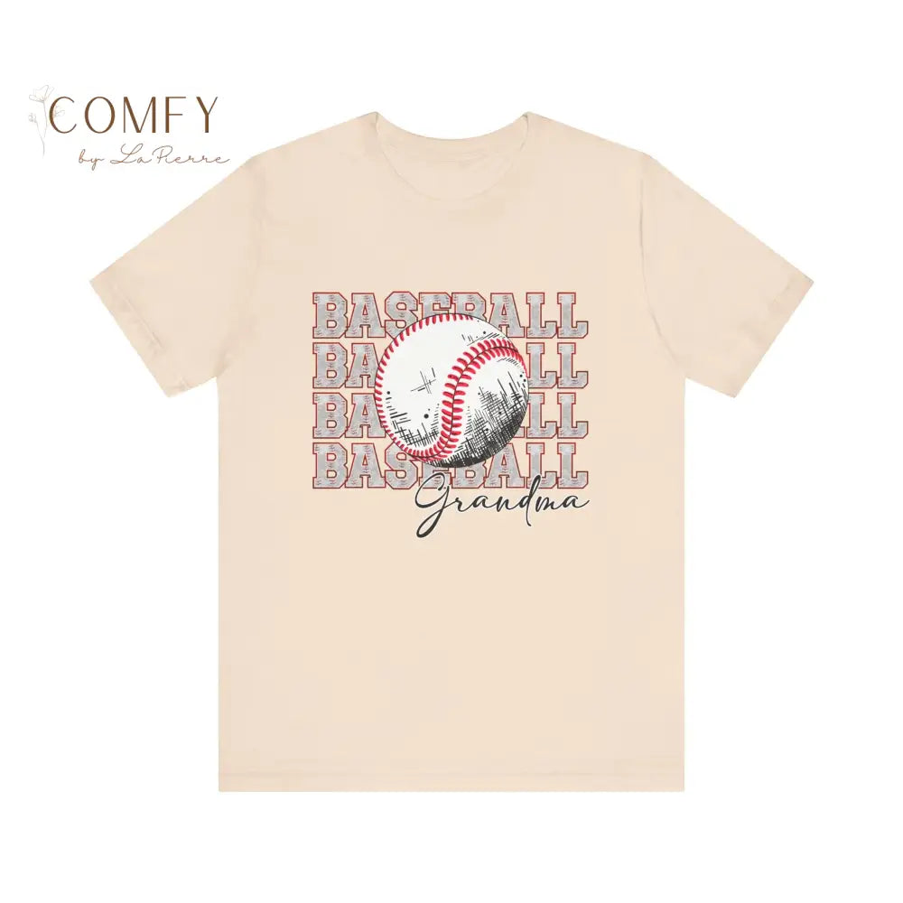 Baseball Grandma Shirt • Proud Baseball Granny Game Day Tee • Unisex Jersey Short Sleeve T-Shirt (XS–4XL) Soft Cream