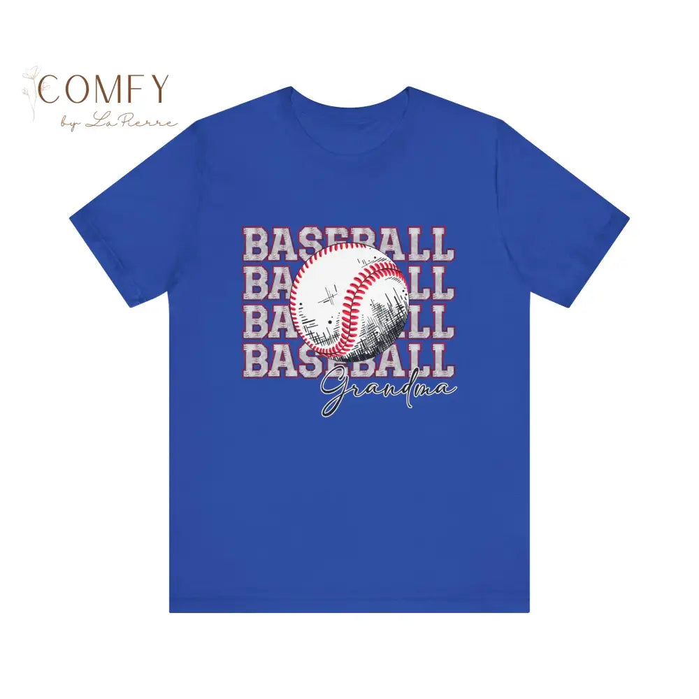 Baseball Grandma Shirt • Proud Baseball Granny Game Day Tee • Unisex Jersey Short Sleeve T-Shirt (XS–4XL) True Royal