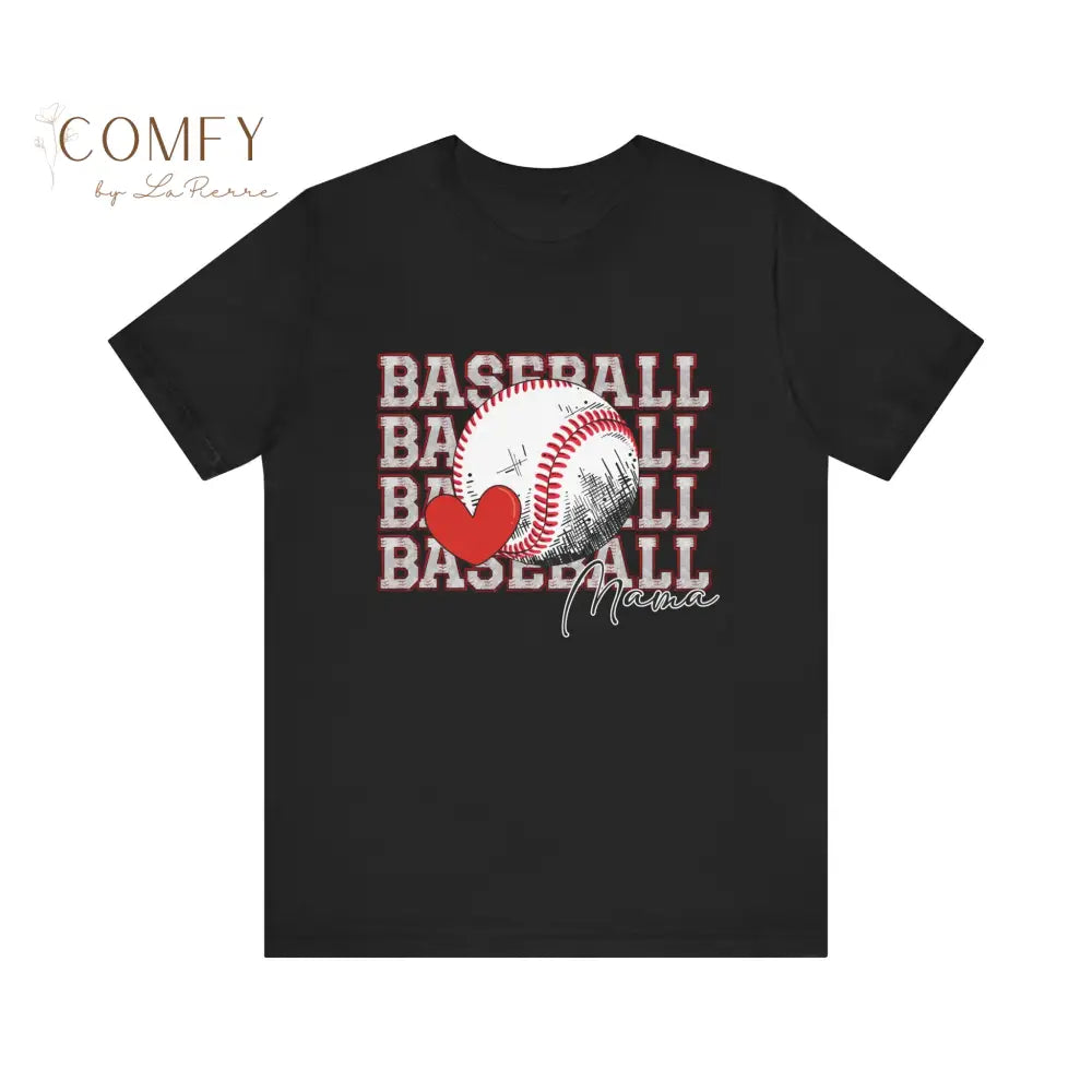Baseball Mama Shirt • Proud Baseball Mom Game Day Tee • Unisex Jersey Short Sleeve T-Shirt (XS–5XL) Black / XS T-Shirt