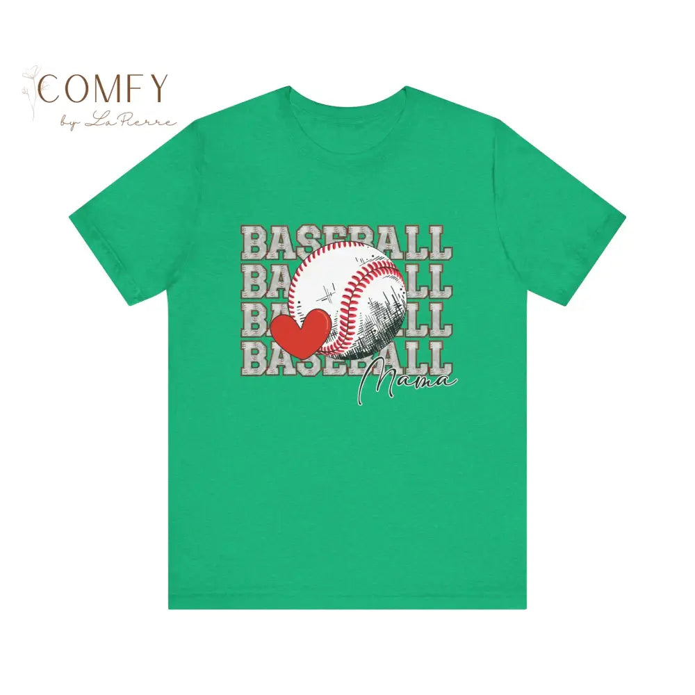 Baseball Mama Shirt • Proud Baseball Mom Game Day Tee • Unisex Jersey Short Sleeve T-Shirt (XS–5XL) Heather Kelly / S