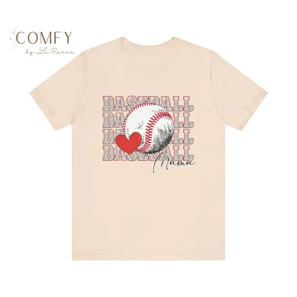 Baseball Mama Shirt • Proud Baseball Mom Game Day Tee • Unisex Jersey Short Sleeve T-Shirt (XS–5XL) Soft Cream / S