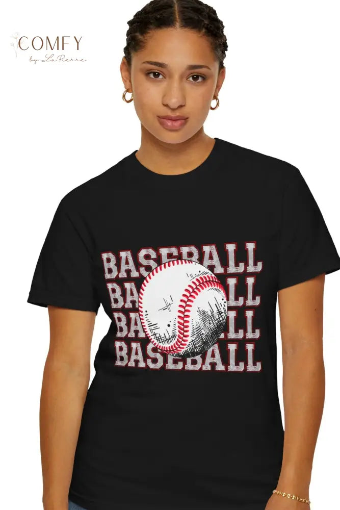 Baseball Shirt • Vintage Baseball Player Tee • Unisex Garment-Dyed T-Shirt (S–4XL) Black / S T-Shirt