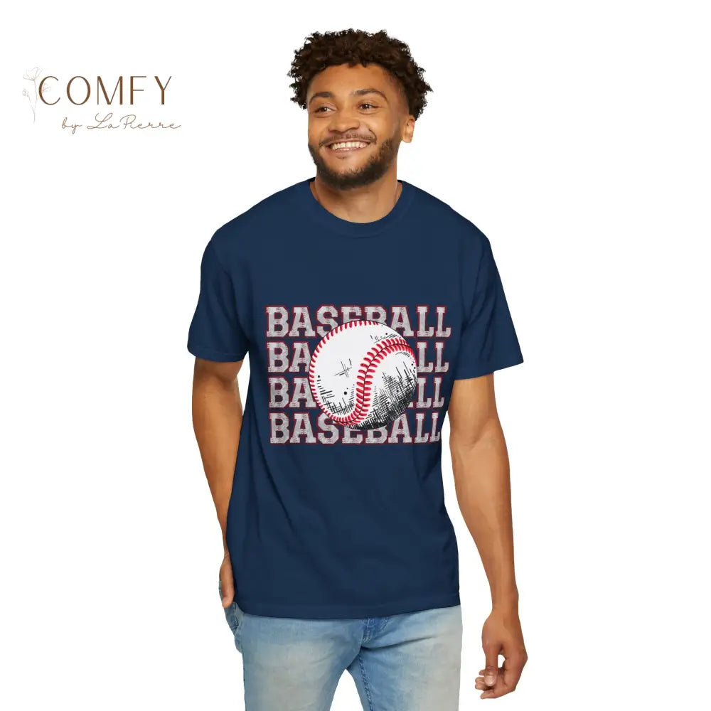 Baseball Shirt • Vintage Baseball Player Tee • Unisex Garment-Dyed T-Shirt (S–4XL) Navy / S T-Shirt