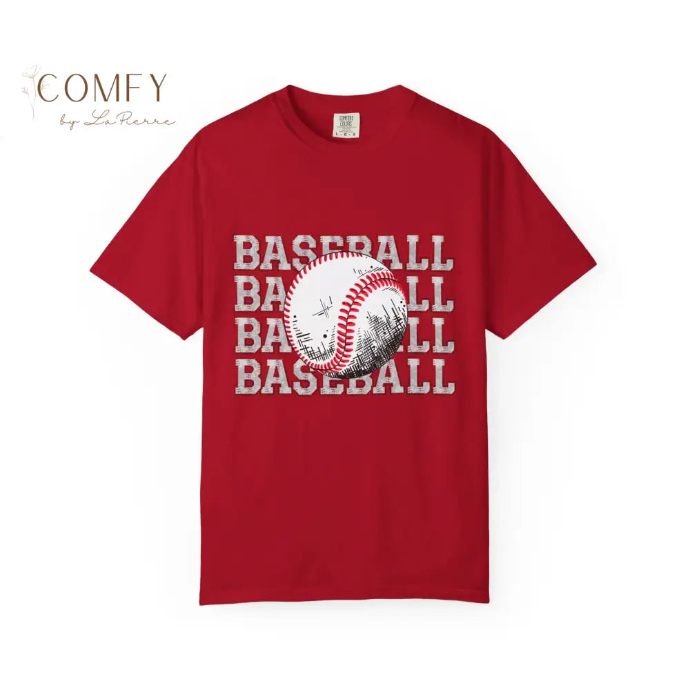 Baseball Shirt • Vintage Baseball Player Tee • Unisex Garment-Dyed T-Shirt (S–4XL) Red / S T-Shirt
