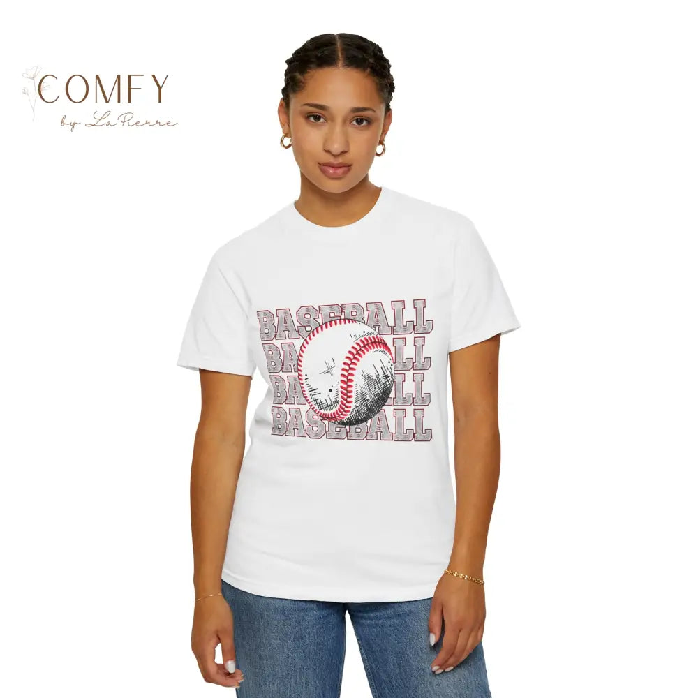 Baseball Shirt • Vintage Baseball Player Tee • Unisex Garment-Dyed T-Shirt (S–4XL) White / S T-Shirt