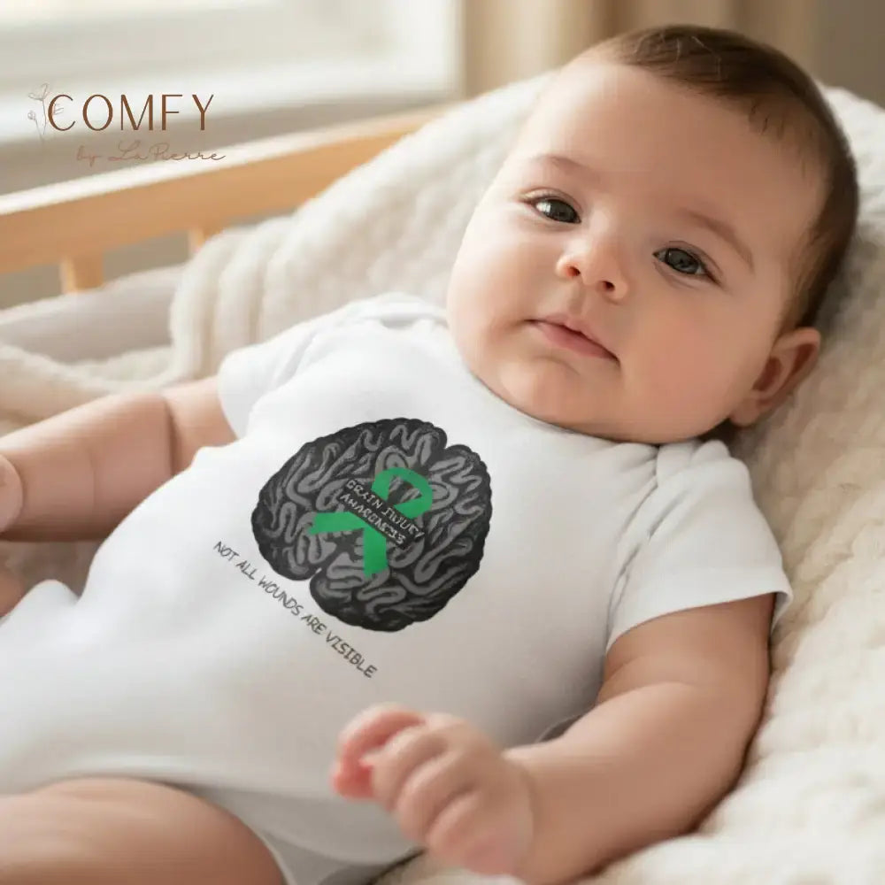 Brain Injury Awareness Baby Bodysuit • Infant Support Ribbon Onesie • Soft Baby Rib Bodysuit (NB–24M) Kids clothes