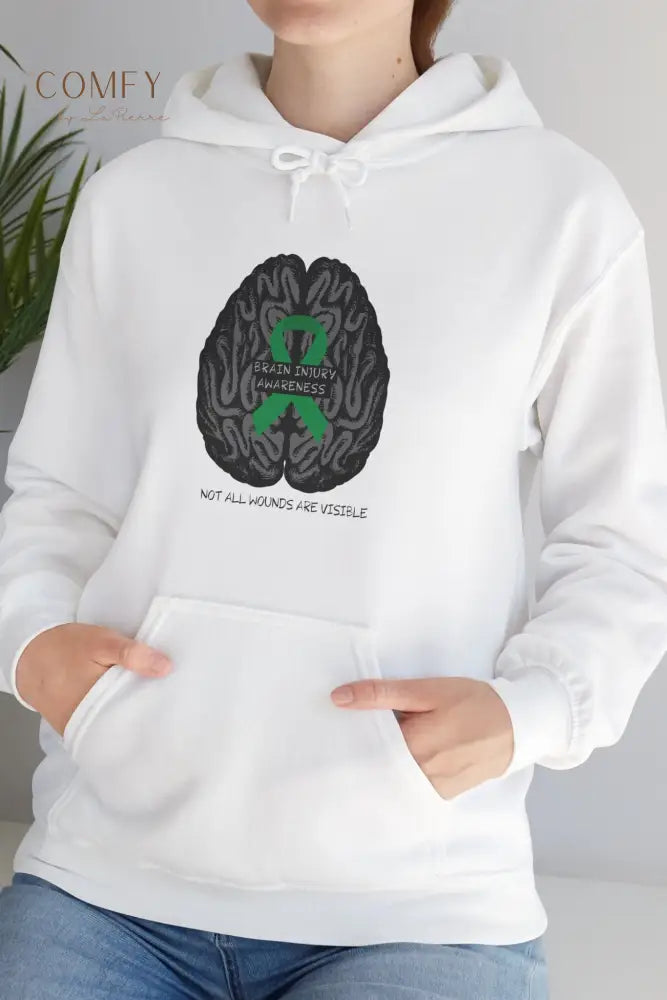 Brain Injury Awareness Hoodie • TBI Support Green Ribbon Sweatshirt • Unisex Heavy Blend™ Hooded Pullover (S–5XL) Hoodie