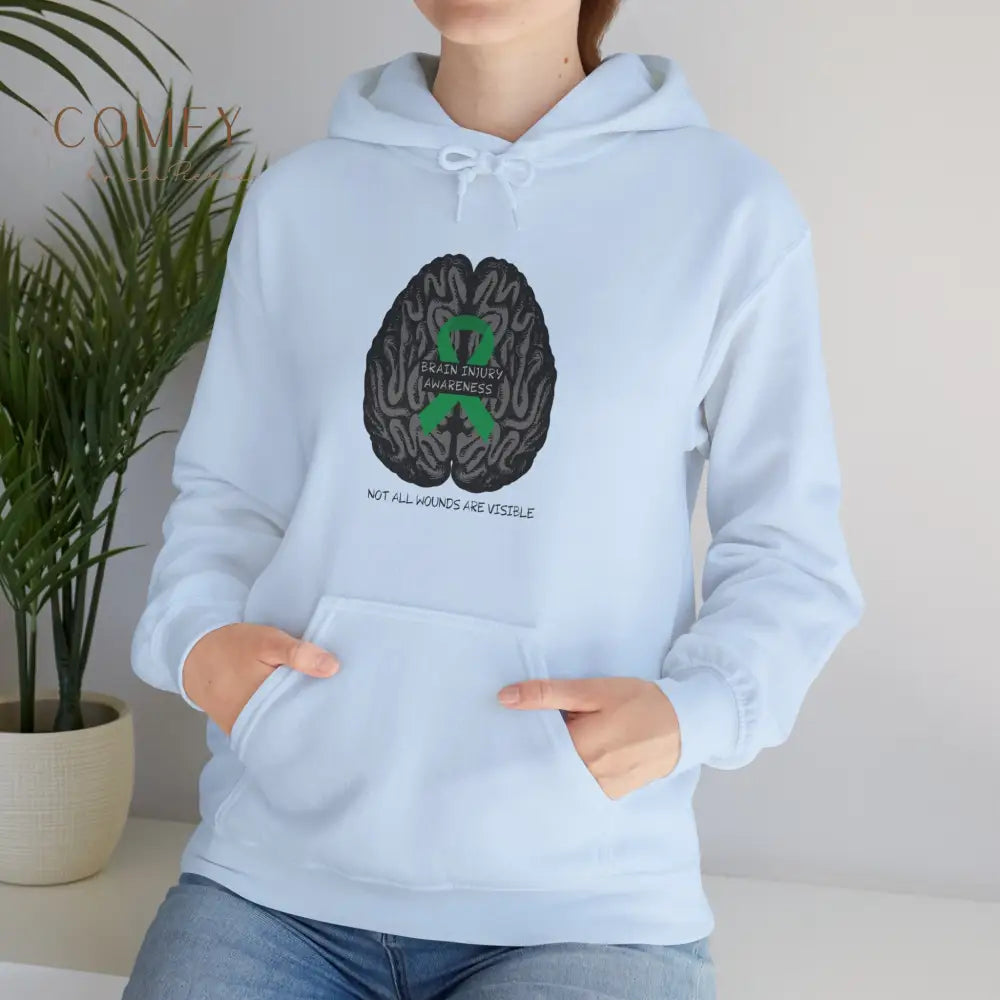 Brain Injury Awareness Hoodie • TBI Support Green Ribbon Sweatshirt • Unisex Heavy Blend™ Hooded Pullover (S–5XL) Hoodie