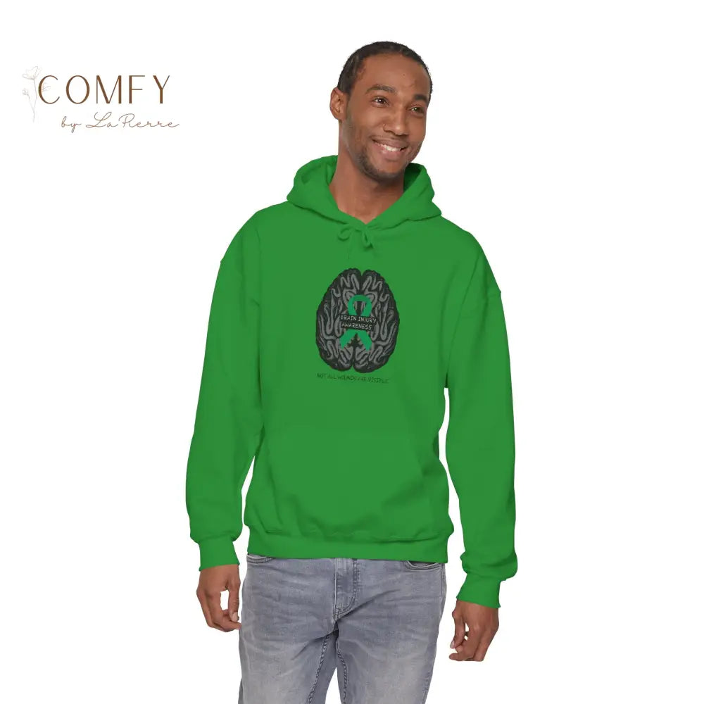 Brain Injury Awareness Hoodie • TBI Support Green Ribbon Sweatshirt • Unisex Heavy Blend™ Hooded Pullover (S–5XL) Hoodie