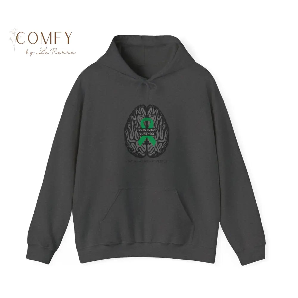 Brain Injury Awareness Hoodie • TBI Support Green Ribbon Sweatshirt • Unisex Heavy Blend™ Hooded Pullover (S–5XL) Dark