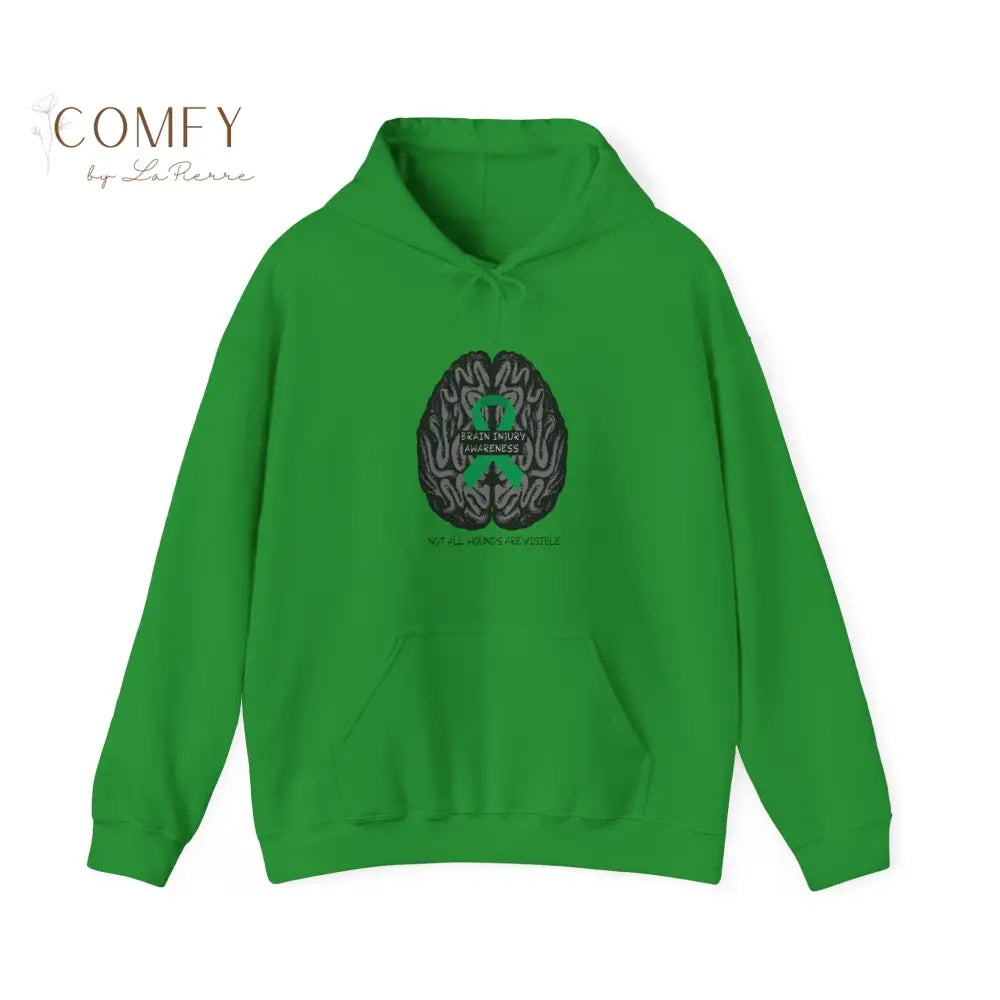 Brain Injury Awareness Hoodie • TBI Support Green Ribbon Sweatshirt • Unisex Heavy Blend™ Hooded Pullover (S–5XL) Irish