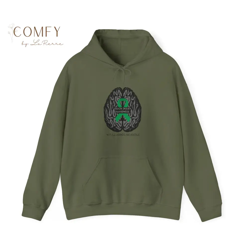 Brain Injury Awareness Hoodie • TBI Support Green Ribbon Sweatshirt • Unisex Heavy Blend™ Hooded Pullover (S–5XL)