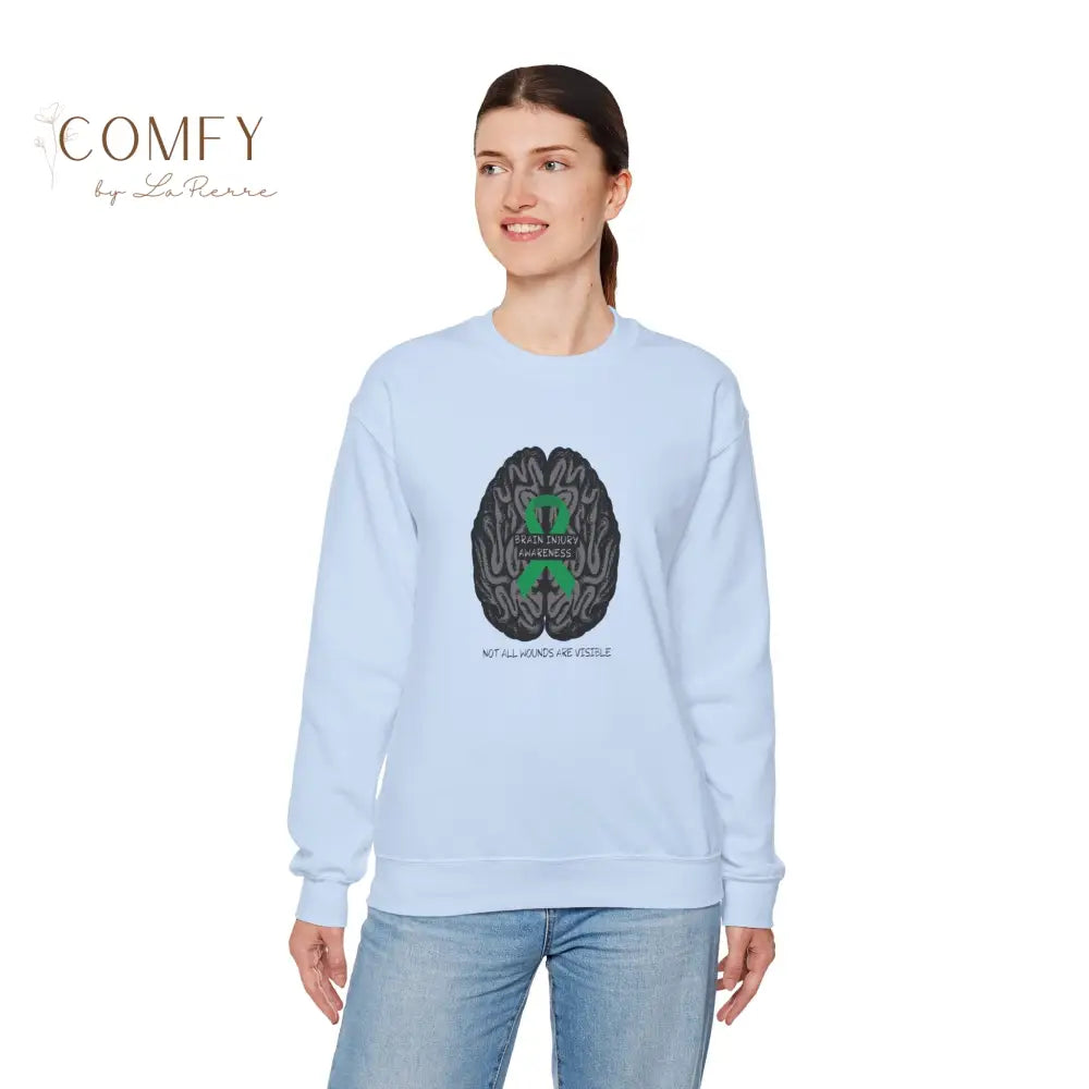 Brain Injury Awareness Sweatshirt • TBI Support Green Ribbon Crewneck • Unisex Heavy Blend™ Fleece (S–5XL) Sweatshirt