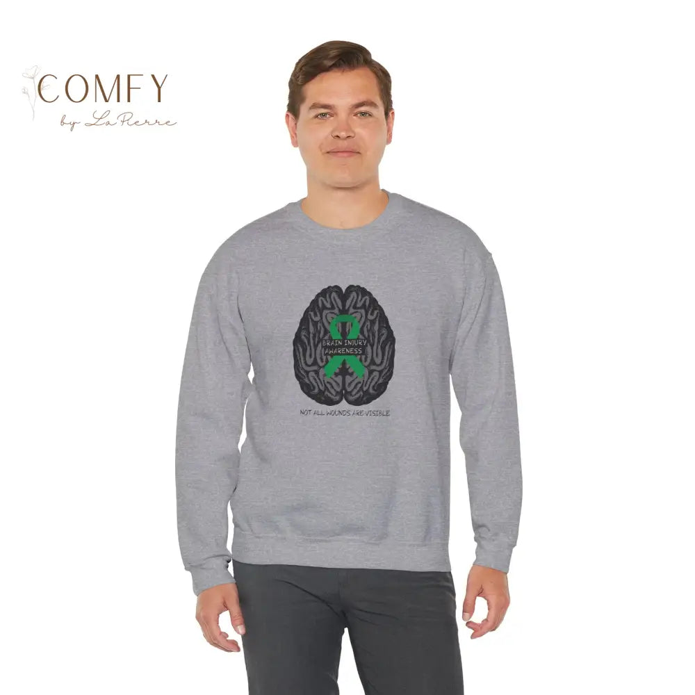Brain Injury Awareness Sweatshirt • TBI Support Green Ribbon Crewneck • Unisex Heavy Blend™ Fleece (S–5XL) Sweatshirt