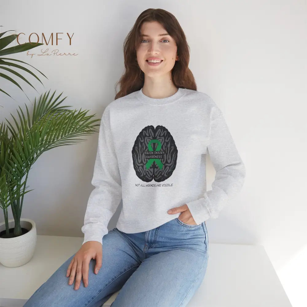 Brain Injury Awareness Sweatshirt • TBI Support Green Ribbon Crewneck • Unisex Heavy Blend™ Fleece (S–5XL) Sweatshirt
