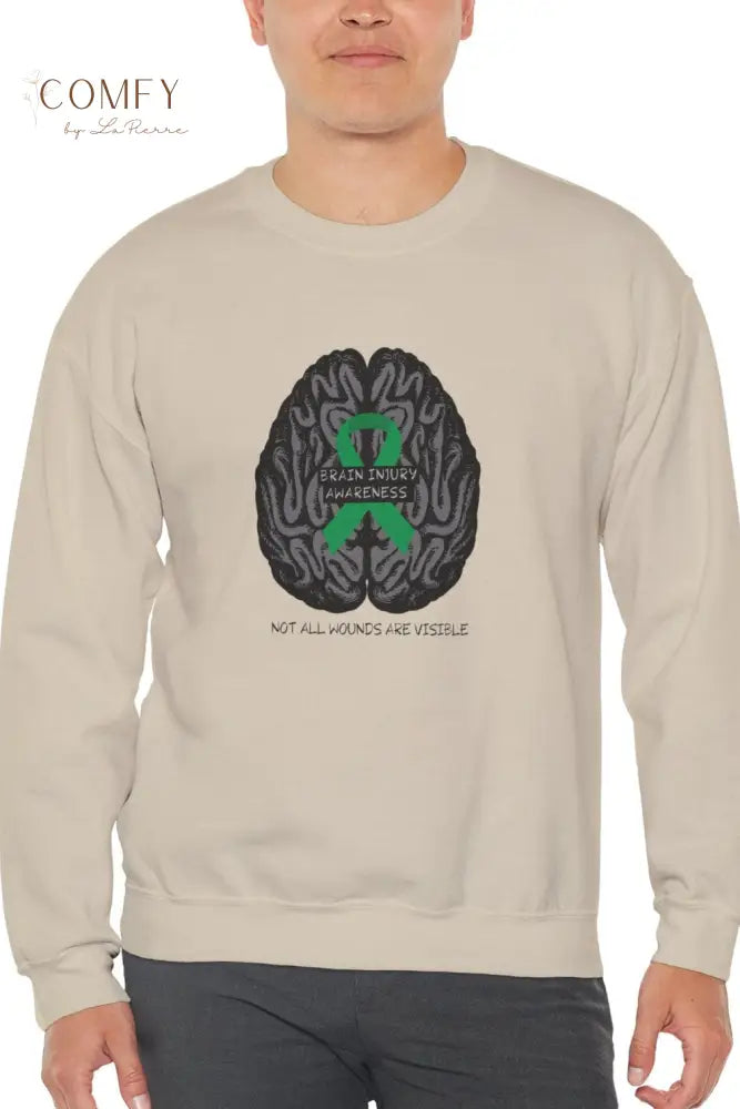 Brain Injury Awareness Sweatshirt • TBI Support Green Ribbon Crewneck • Unisex Heavy Blend™ Fleece (S–5XL) Sweatshirt