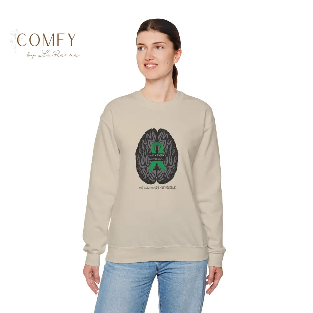 Brain Injury Awareness Sweatshirt • TBI Support Green Ribbon Crewneck • Unisex Heavy Blend™ Fleece (S–5XL) Sweatshirt