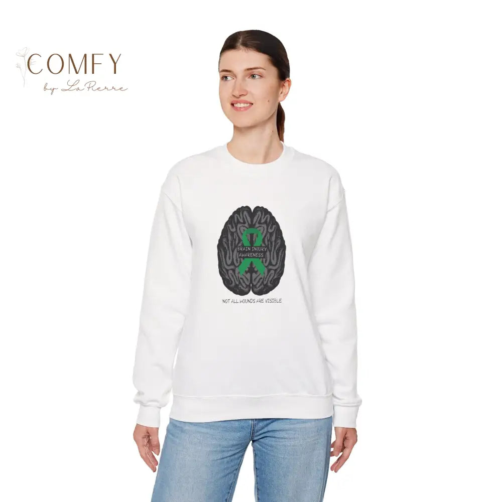 Brain Injury Awareness Sweatshirt • TBI Support Green Ribbon Crewneck • Unisex Heavy Blend™ Fleece (S–5XL) Sweatshirt