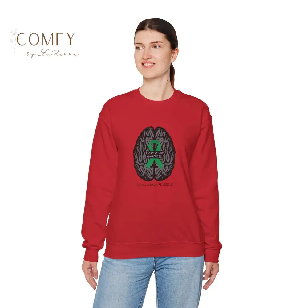 Brain Injury Awareness Sweatshirt • TBI Support Green Ribbon Crewneck • Unisex Heavy Blend™ Fleece (S–5XL) Sweatshirt