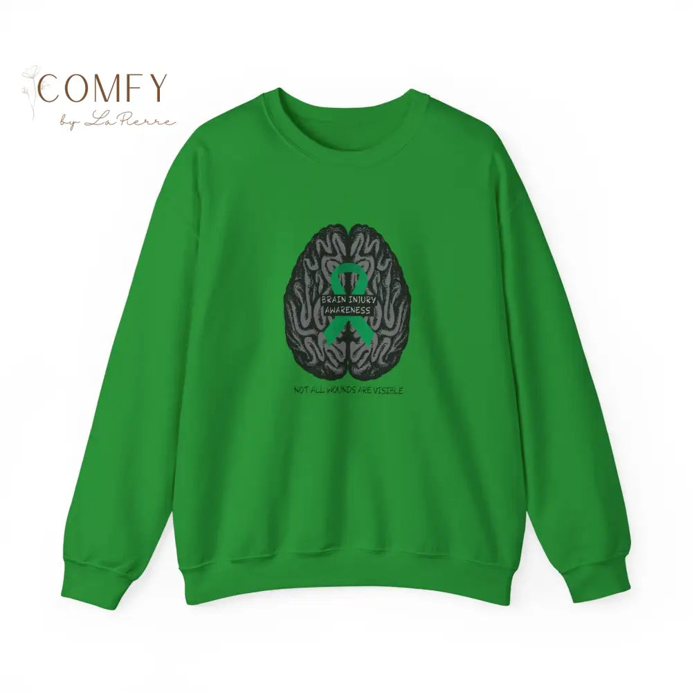 Brain Injury Awareness Sweatshirt • TBI Support Green Ribbon Crewneck • Unisex Heavy Blend™ Fleece (S–5XL) S / Irish