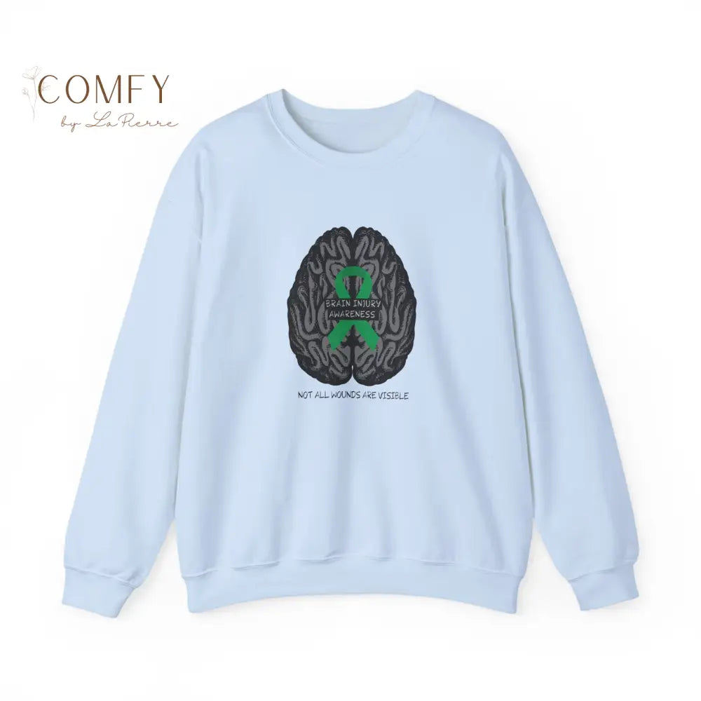 Brain Injury Awareness Sweatshirt • TBI Support Green Ribbon Crewneck • Unisex Heavy Blend™ Fleece (S–5XL) S / Light