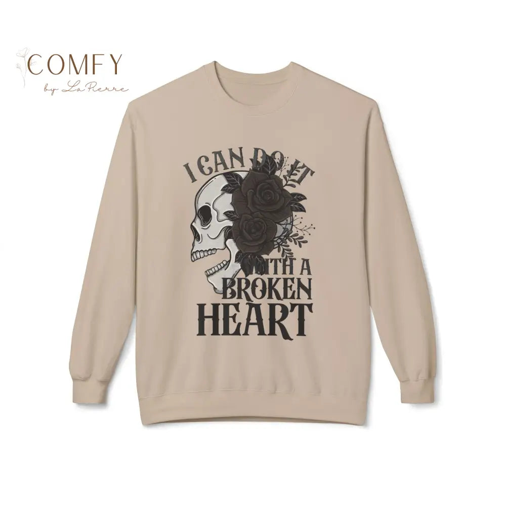 Broken Heart Energy Sweatshirt • Emotional Aesthetic Quote Crewneck • Unisex Softstyle Fleece (S–4XL) Sand / S