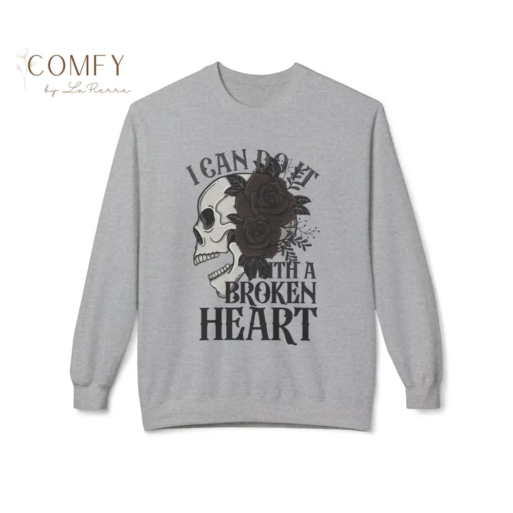 Broken Heart Energy Sweatshirt • Emotional Aesthetic Quote Crewneck • Unisex Softstyle Fleece (S–4XL) Sport Grey / S