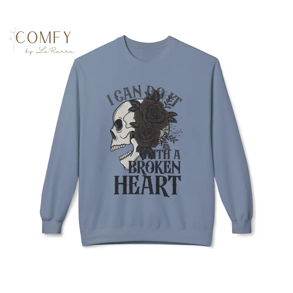 Broken Heart Energy Sweatshirt • Emotional Aesthetic Quote Crewneck • Unisex Softstyle Fleece (S–4XL) Stone Blue / S