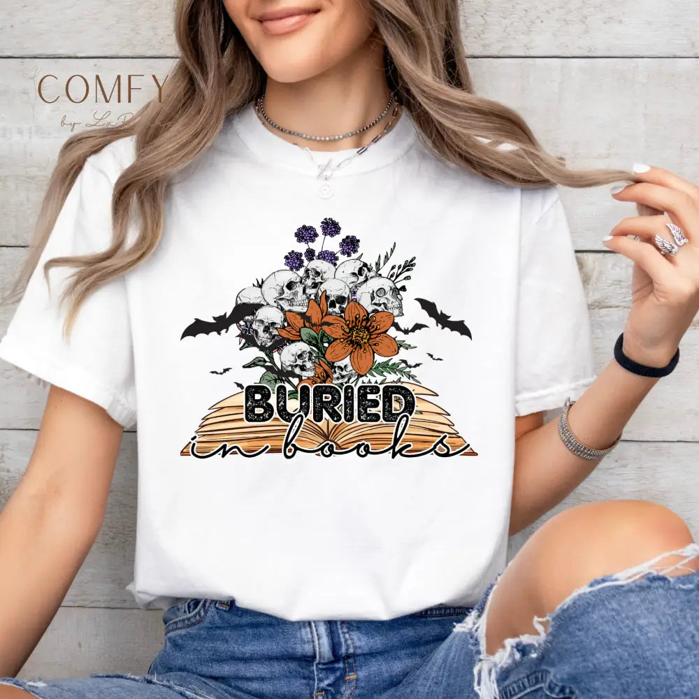 ’Buried in Books’ T-Shirt — Book Lover Graphic Tee (S-3XL) T-Shirt