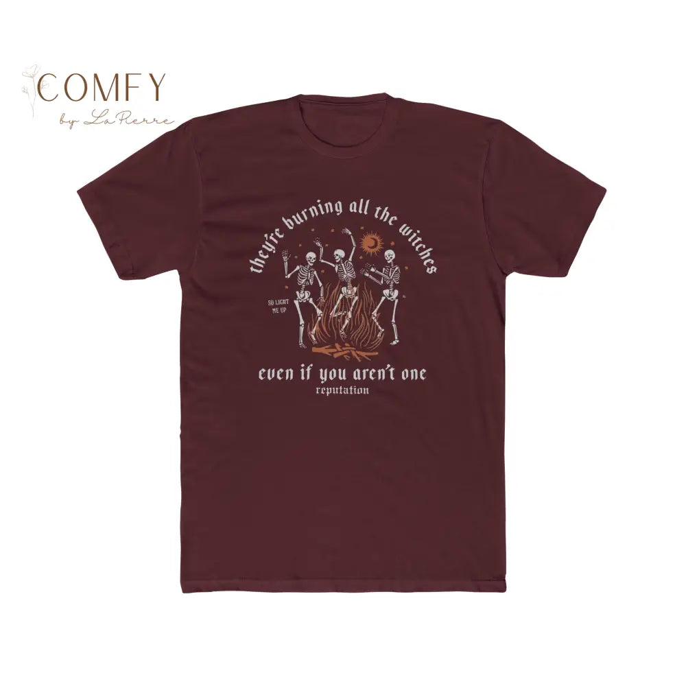 Burning the Witches Skeleton Shirt • Dark Feminine Energy Graphic Tee • Unisex Cotton T-Shirt T-Shirt