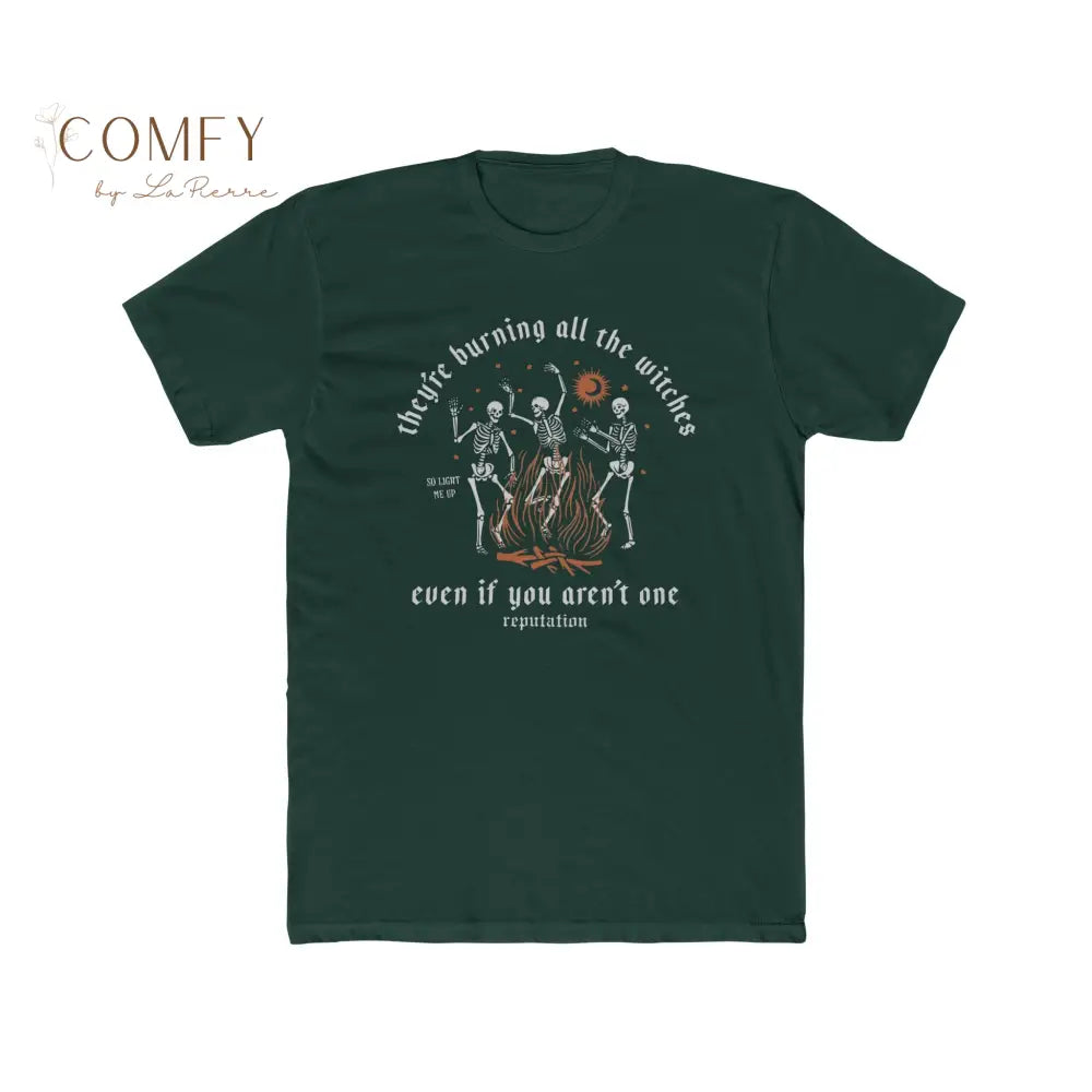 Burning the Witches Skeleton Shirt • Dark Feminine Energy Graphic Tee • Unisex Cotton T-Shirt T-Shirt