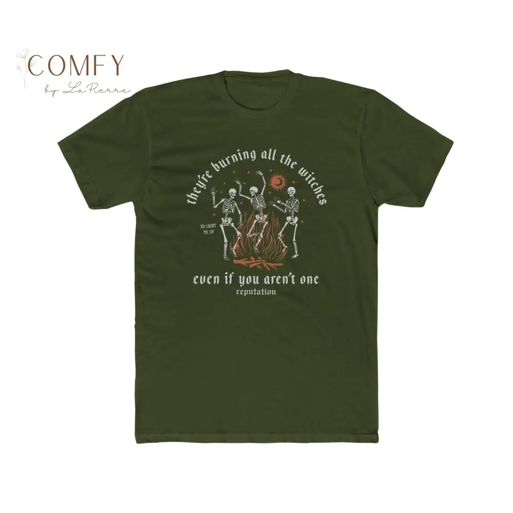 Burning the Witches Skeleton Shirt • Dark Feminine Energy Graphic Tee • Unisex Cotton T-Shirt T-Shirt