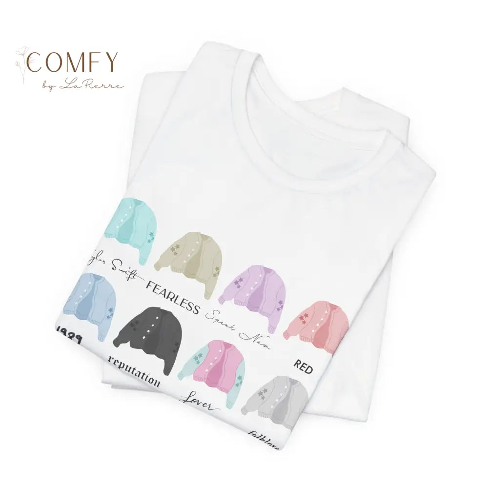 Cardigans through the Eras T-Shirt — Bella Canvas Unisex Tee (S-3XL) T-Shirt