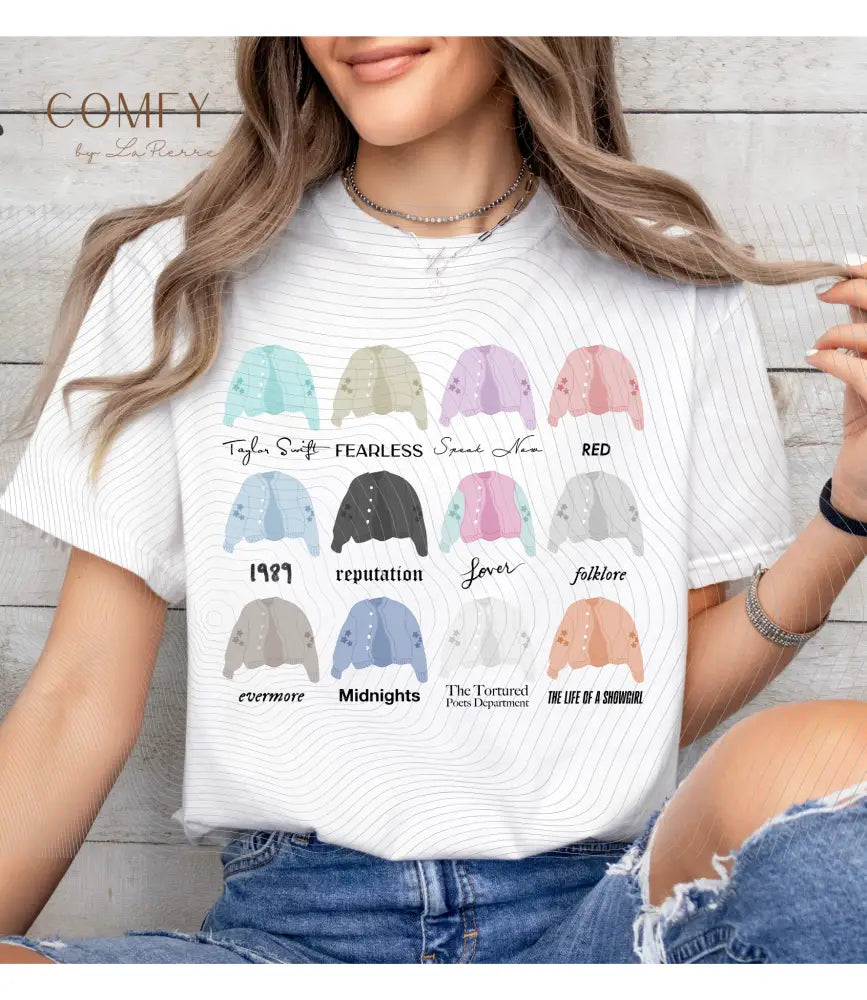 Cardigans through the Eras T-Shirt — Bella Canvas Unisex Tee (S-3XL) T-Shirt