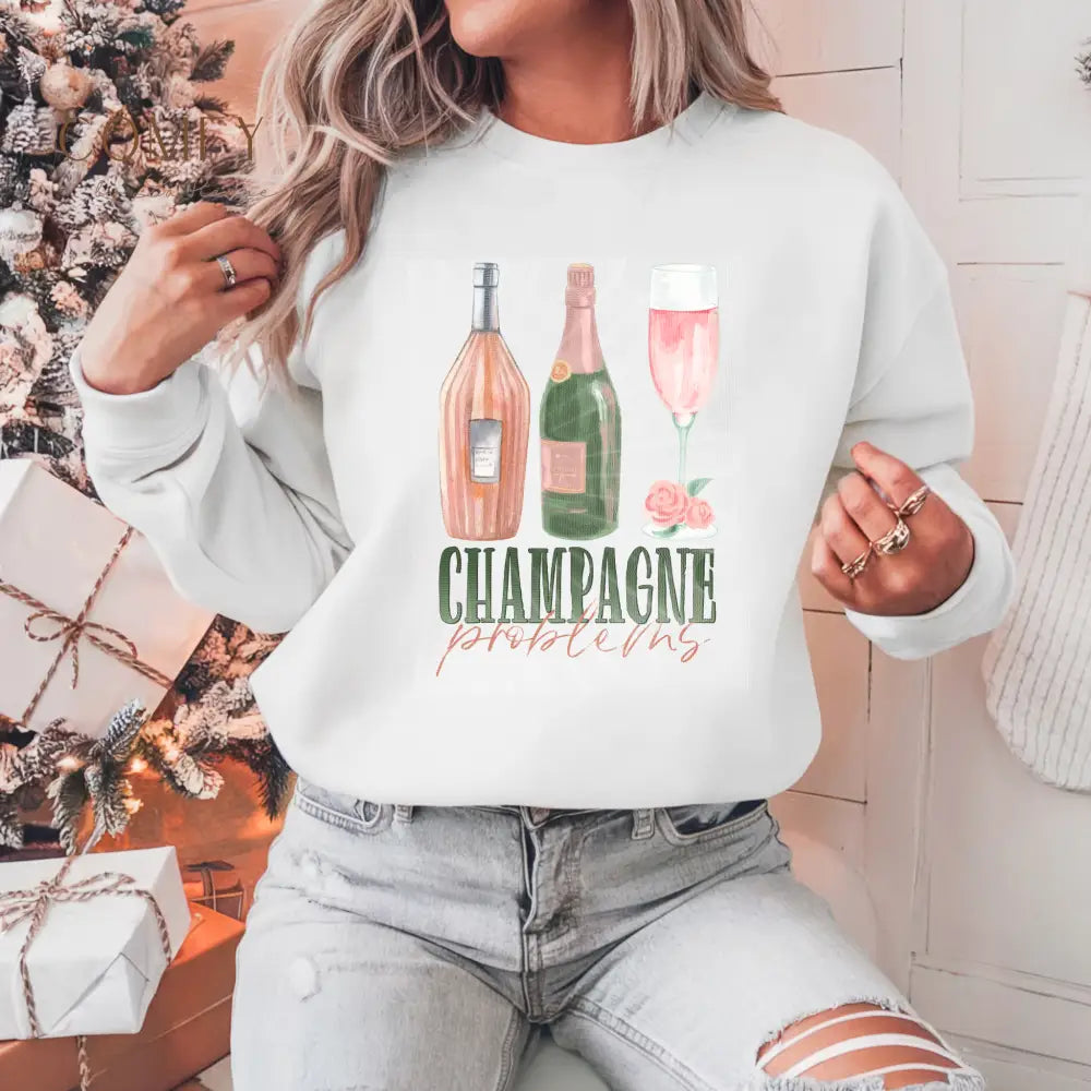 Champagne Lover Sweatshirt • Bubbly Aesthetic Crewneck • Unisex Softstyle Fleece Pullover (S–4XL) Sweatshirt