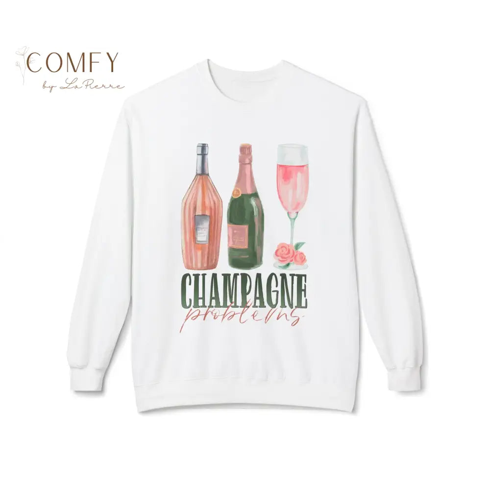 Champagne Lover Sweatshirt • Bubbly Aesthetic Crewneck • Unisex Softstyle Fleece Pullover (S–4XL) White / S Sweatshirt