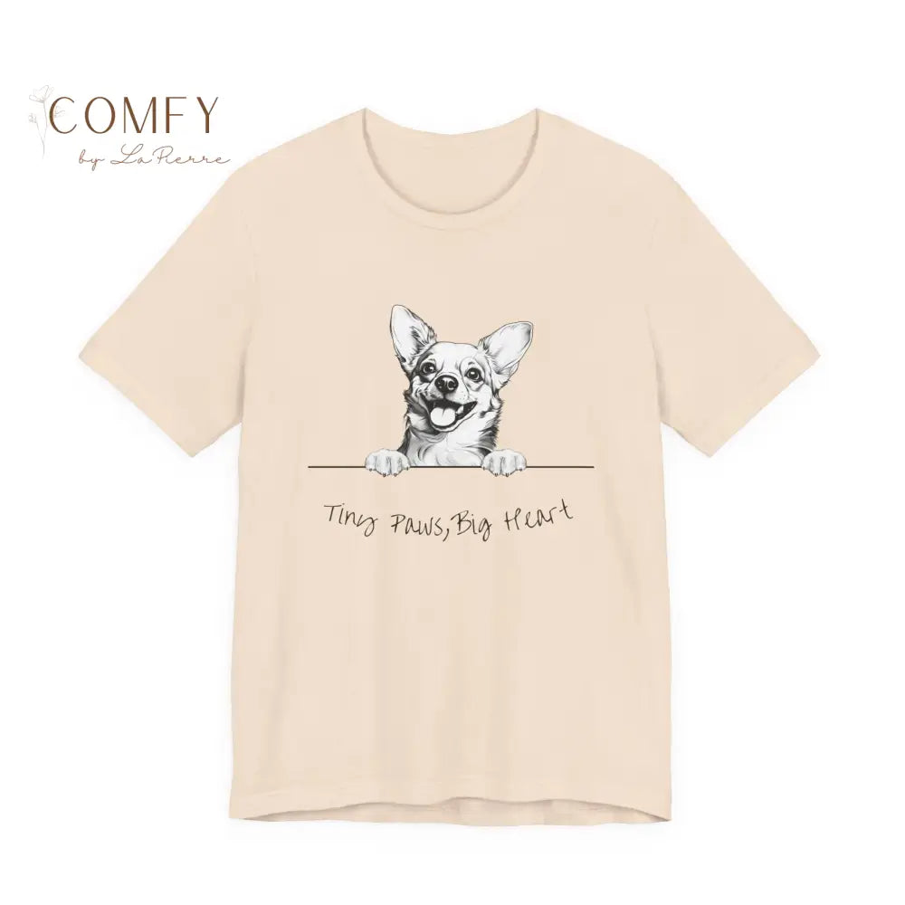 Chihuahua Tiny Paws & Big Heart Soft T-Shirt Unisex Jersey Short Sleeve Tee (S-3XL) Soft Cream / S T-Shirt