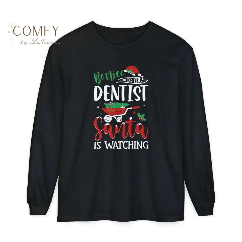 Christmas Dentist Shirt • Holiday Dental Long Sleeve Tee • Festive Tooth Care Graphic Shirt • Unisex Long Sleeve S–3XL