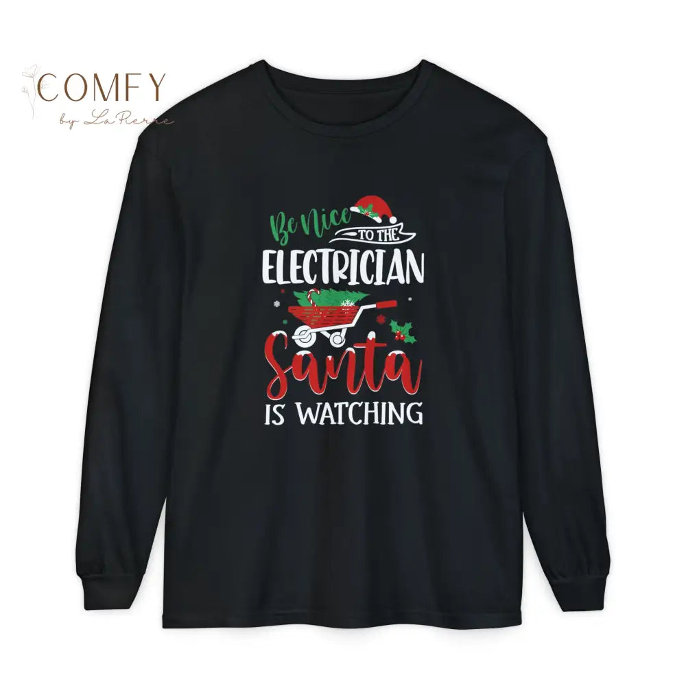 Christmas Electrician Shirt • Holiday Electrical Worker Long Sleeve Tee • Festive Tradesman Lights Graphic Shirt