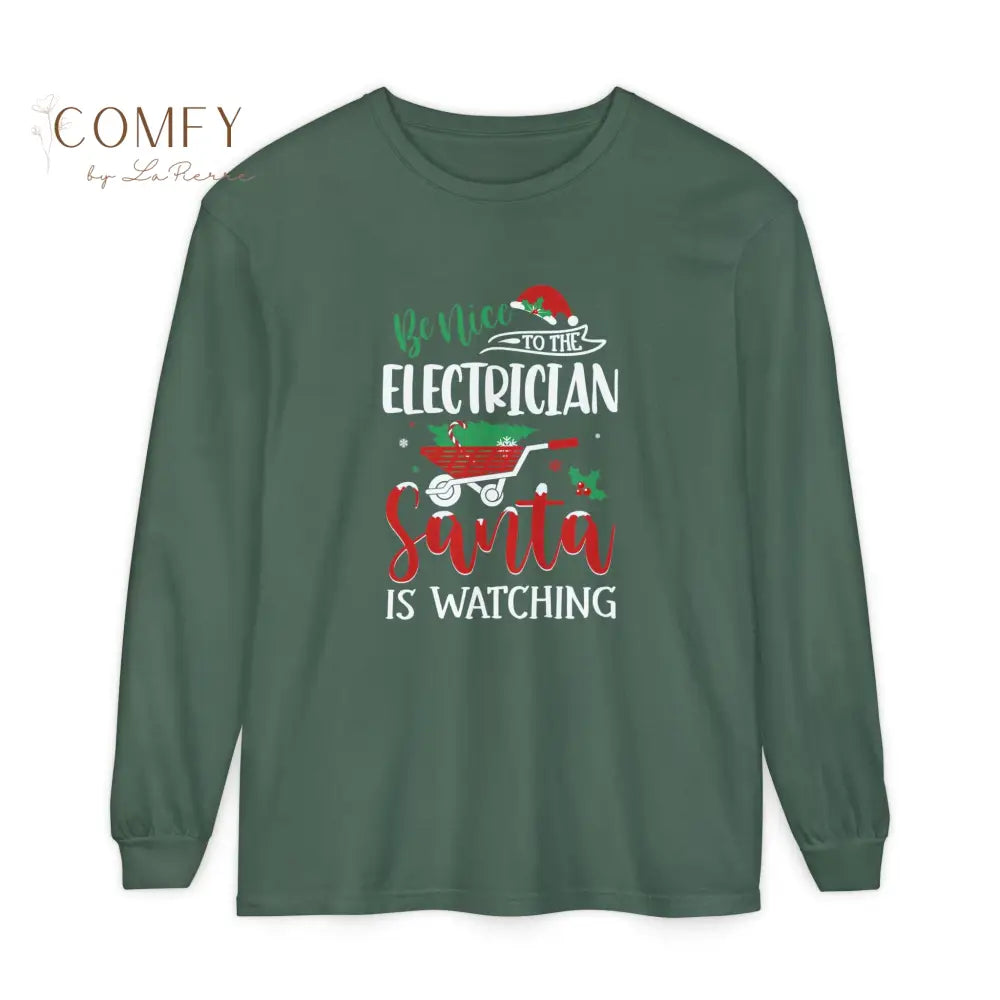 Christmas Electrician Shirt • Holiday Electrical Worker Long Sleeve Tee • Festive Tradesman Lights Graphic Shirt