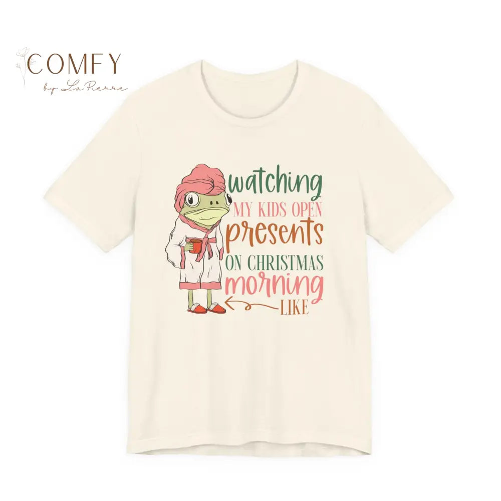 Christmas Frog Shirt • Funny Mom Life Holiday Tee • Watching Kids Open Presents Shirt • Cute Frog Christmas Graphic Tee